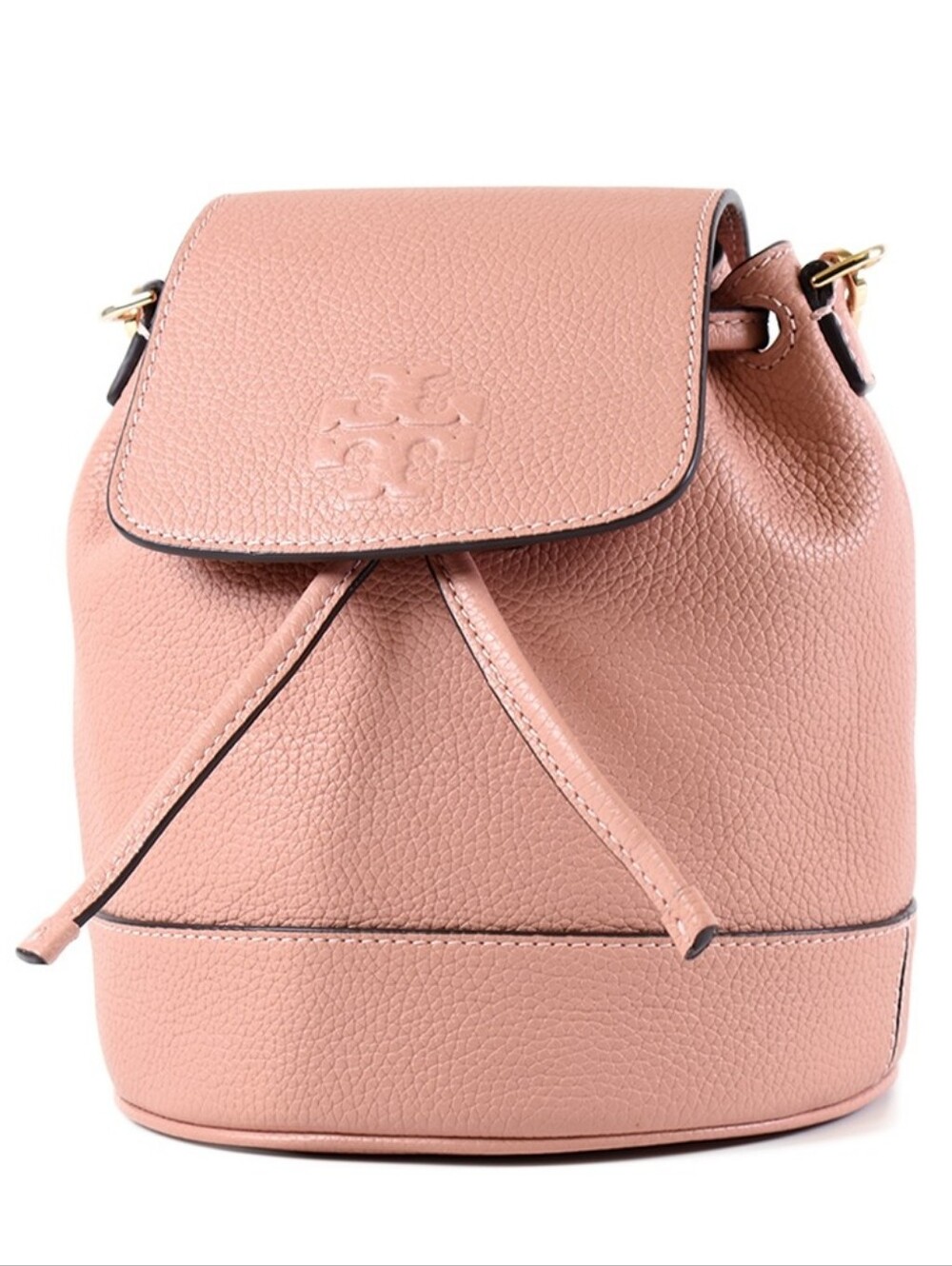 Tory Burch Mini Thea Pebbled Leather Convertible Bucket Backpack Purse